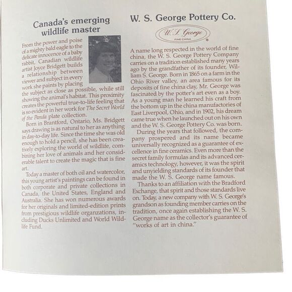 VINTAGE W S George Fine China A Mother’s Care Collector Plate by Joyce Bridges W - Picture 9 of 12